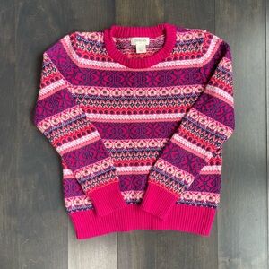 Crewcuts Girl’s Pink Patterned Sweater size small